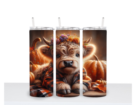 Cozy Cow with Pumpkins